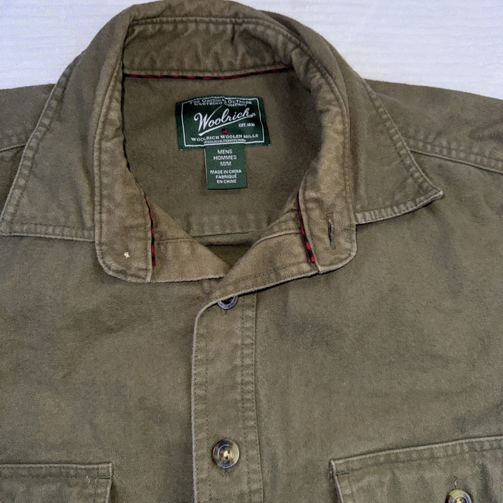 Vintage Woolrich Jacket Men M Green Cotton Outdoors Work Wear BarnSafari Shacket - Picture 2 of 8